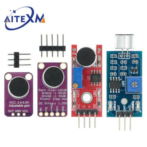 Imagen de Módulo de Sensor de Sonido con Amplificador MAX4466 y MAX9814 para Detección de Silbidos y Control por Voz Compatible con Arduino
