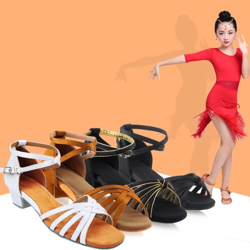 Image of Elegant Satin Latin Dance Shoes for Girls & Adults – Low Heel Ballroom, Tango, and Salsa Dance Shoes for Practice and Performance
