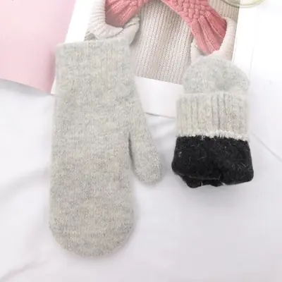 Image de Gants Hiver Cachemire Doux avec Fourrure Noire - Femme & Fille