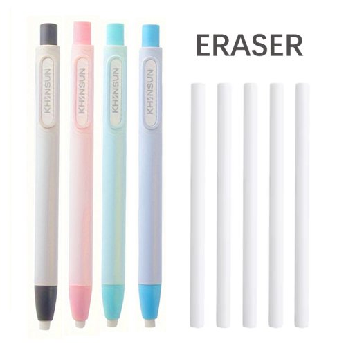 Image of Creative Pen-Shaped Press-Type Pencil Eraser with Replaceable Core for Sketching, Painting, Writing, and Erasing – Japanese Stationery Design