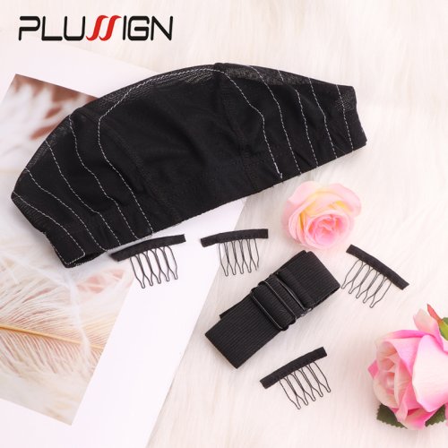 Immagine di Kit Completo per la Creazione di Parrucche: Berretto in Spandex con Mappa Guida, Berretto in Nylon, Fascia Regolabile e Pettini – Ideale per Principianti