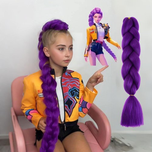 Immagine di Trecce Jumbo Viola in Kanekalon - Estensioni Capelli Sintetici per Bambine