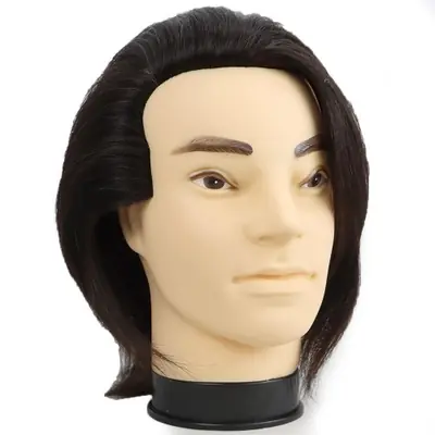 Image de Tête de Mannequin Homme avec Cheveux Réels et Barbe