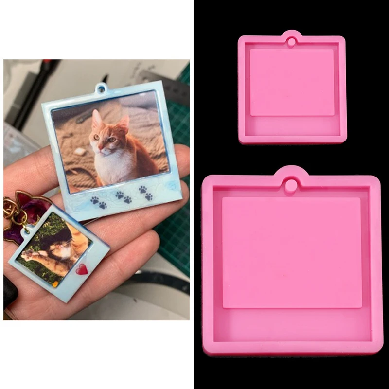 Imagen de Marco de fotos, llavero de resina Epoxy, molde, etiqueta para perro y gato, colgante, molde de silicona para manualidades de fundición DIY, accesorios para hacer joyas