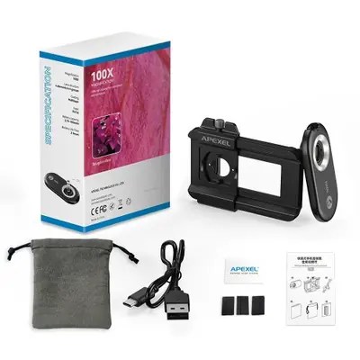 Image de Lentille Macro 100x-200x + LED pour Smartphone