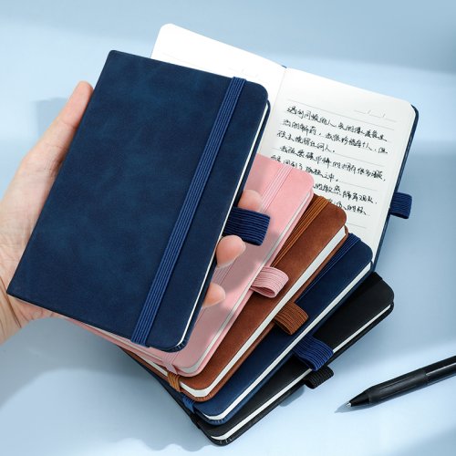 Afbeelding van A6-formaat zakelijk draagbaar notitieboekje met PU-lederen omslag en riemen – Notitieblok voor studenten, briefpapier en dagelijks gebruik, 96 vellen (192 pagina's)