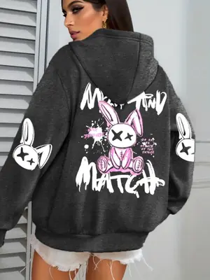 Image de Sweat à Capuche Harajuku Lapin Dessin Animé pour Femme