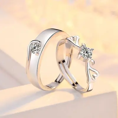 Image de Bagues de Couple en Argent Sterling 925 - Élégance Simple & Éternelle