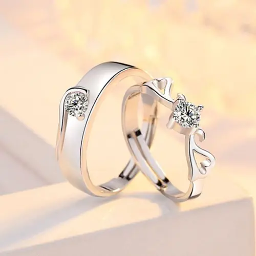 Image de Bagues de Couple en Argent Sterling 925 - Élégance Simple & Éternelle