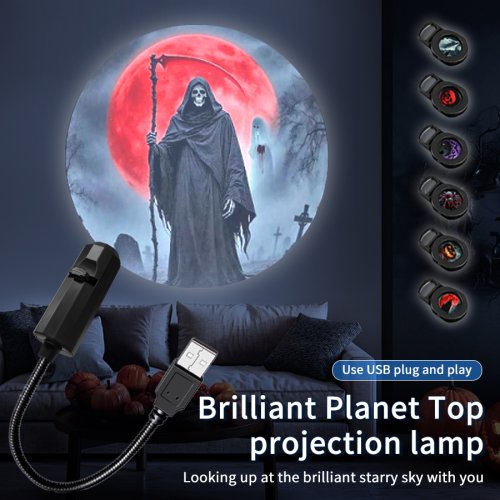 Bild von Led Halloween Mond Lampe USB Projektor Nachtlicht Weihnachten Urlaub Ornamente für Decke Wand Atmosphäre Stimmung Licht Einstellbar