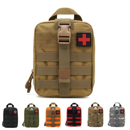 Image of Compact Tactical Molle Waist Pack with Integrated First Aid Kit – Durable Outdoor Survival Medical Bag for Hunting, Hiking, and Emergency Preparedness