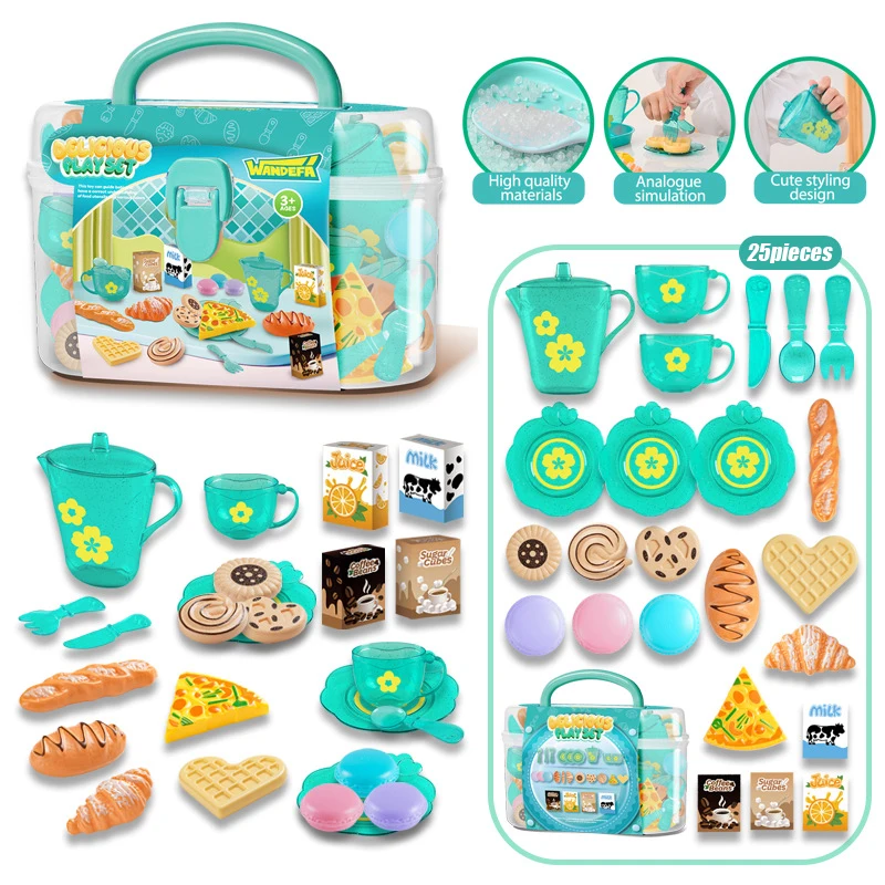 Immagine di Set da Tè Giocattolo per Bambine – Divertente Set da Tè Pomeridiano con Mini Cucina, Cibo e Snack in Miniatura per Giochi di Ruolo e Feste