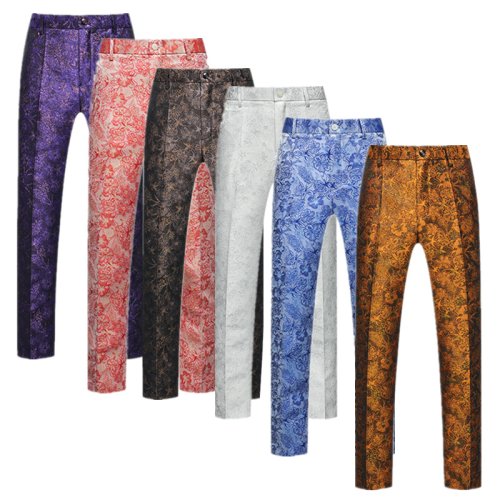 Afbeelding van Nieuwe Mannen Luxe Jacquard Pak Broek Mode Bruiloft Bruidegom Jurk Trouse Grote Maat 6xl