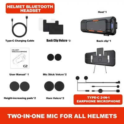 Image de Casque Moto Bluetooth C2 avec Interphone Sans Fil