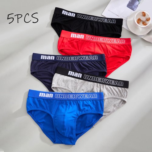 Immagine di Pantaloncini casual da uomo in cotone 5 pezzi Slip personalizzati con monogramma alla moda Slip como...