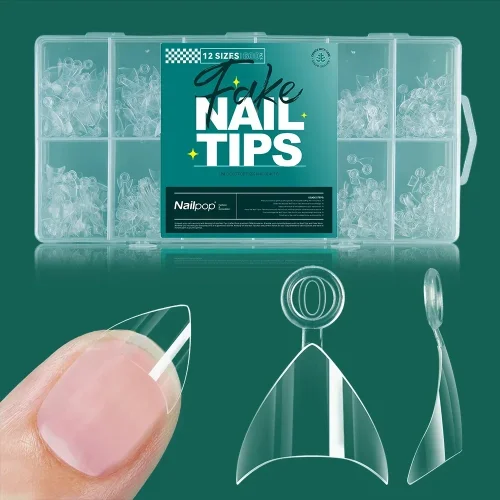 Immagine di NAILPOP Punte per unghie in gel morbido 600 pezzi Pre-Buff Copertura completa Bara Mandorla Punte pe...