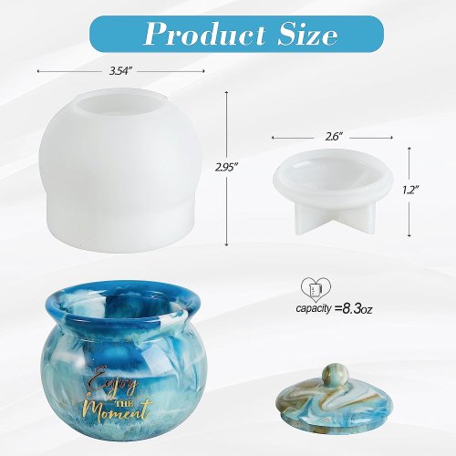 Image de Moules en Silicone pour Résine Époxy - Pots avec Couvercle