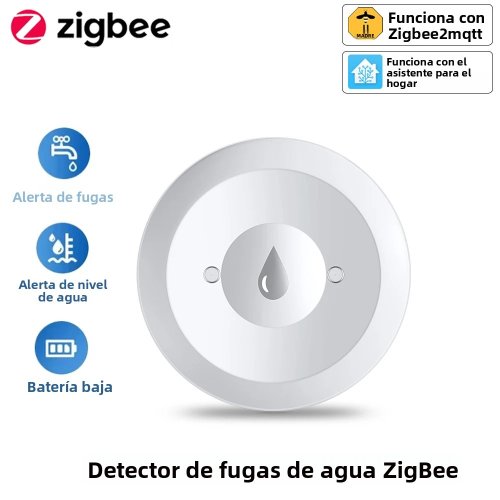 Imagen de Sensor de agua Zigbee, Detector de fugas de inundación, monitoreo remoto por aplicación para cocina/baño, soporte para asistente doméstico Zigbee2mqtt