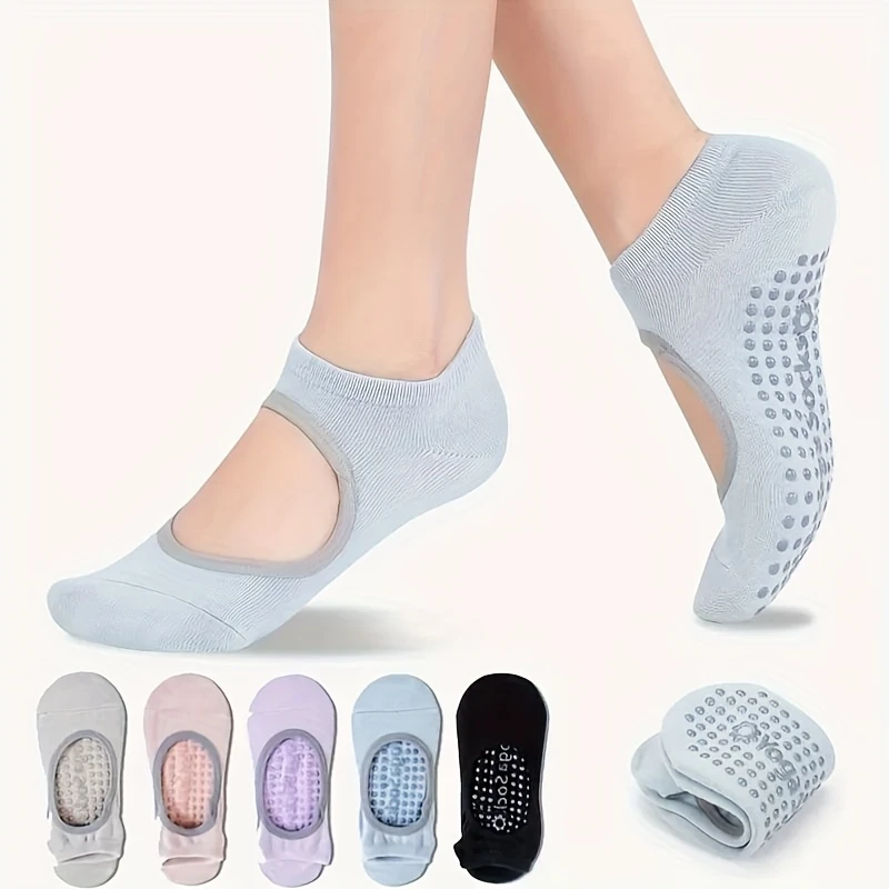 Afbeelding van Professionele dames yogasokken met siliconen antislip zool voor gym, binnensport, fitness, ballet, pilates en dans – ademende sportsocks voor optimale grip en comfort