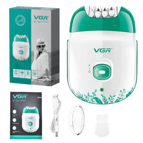 Imagen de Depiladora Eléctrica Recargable VGR Original para Mujer – Máquina de Depilación Facial, Piernas y Cuerpo con Tecnología Suave y Efectiva