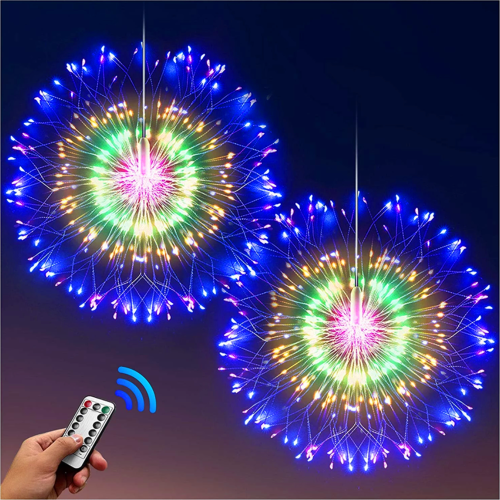 Immagine di Luci per fuochi d'artificio a LED in filo di rame, 8 modalità di luce fata Starburst con decorazioni esterne remote per la casa, feste, bar, matrimoni