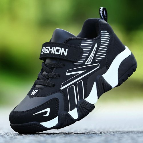 Image of Kids Fashion Sneakers Boys Tennis Shoes Comfortable Leather Running Shoes Lightweight Outdoor Children's Sports Walking Shoes
