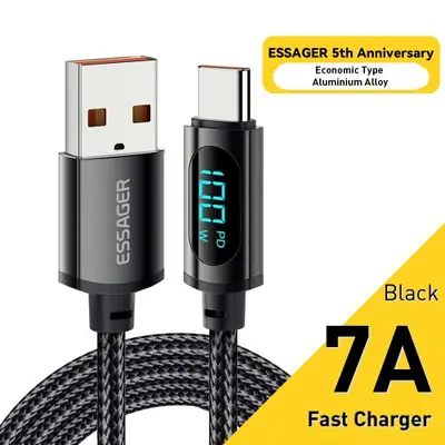 Image de Câble USB-C 100W 2m - Charge Rapide PD pour MacBook, Xiaomi, Samsung