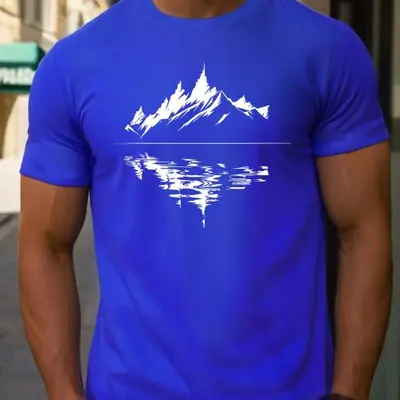 Image de T-Shirt Homme Coton Bio Imprimé Montagne - Été 2024
