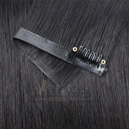 Imagen de Extensión de Cabello Humano Remy con Clip Invisible de Trama en Máquina, Recto y Seda, 7, 12 o 24 Unidades