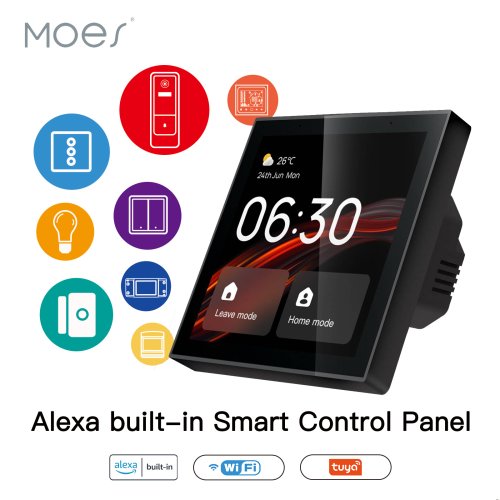 Immagine di Pannello di Controllo Touch WiFi da 4 Pollici con Schermo Tuya, Integrazione Alexa e Gateway Zigbee per Automazione Domestica Intelligente