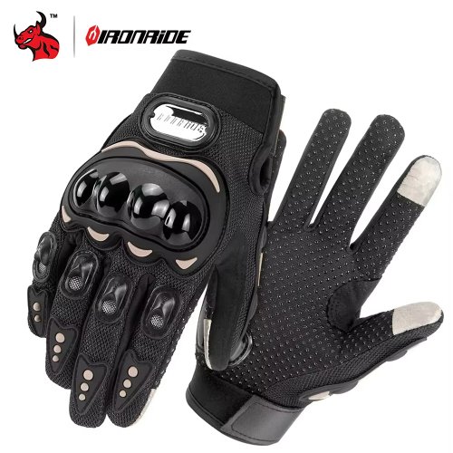 Image de Gants Moto Cuir Vintage Respirants - Compatible Écran Tactile