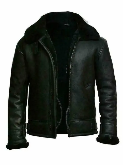 Image de Veste en Cuir Surdimensionnée Homme - Col Fourrure & Polaire Chaude