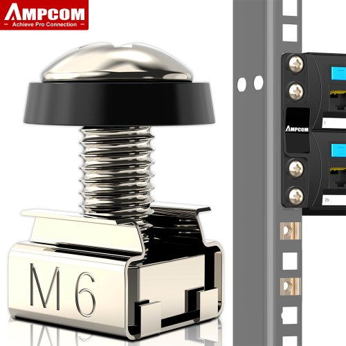 Afbeelding van AMPCom M6x16mm Rack Mount Cage Moeren, Schroeven en Ringen voor Serverkasten, Rack Mount Planken en Routers