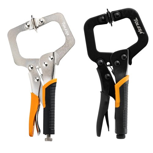 Image of TOLESA 1Pc 6 Inch Pocket Hole Jig Clamp,Face Clamp With Swivel Pads,Heavy Duty C Clamp,for Pocket Hole Joinery Cabinet Carpentry