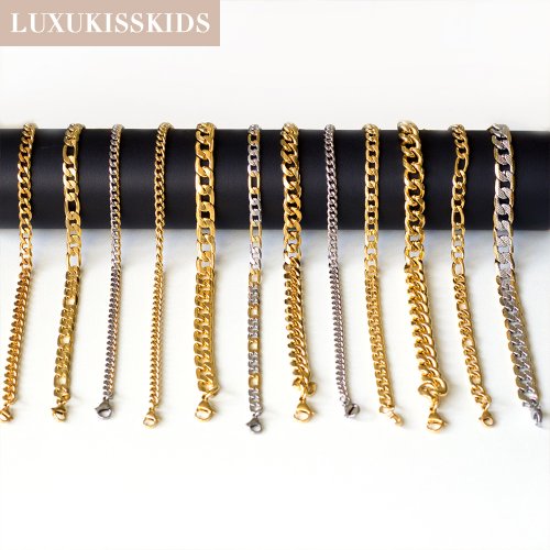 Imagen de LUXUKISSKIDS-Pulseras hombre de acero inoxidable de alta calidad para mujer y hombre, regalos originales para mujer,cadenas de eslabones cubanos, pulsera de muñeca para pareja, regalos de joyería,puls