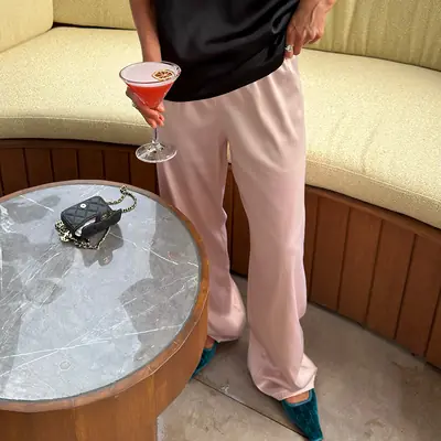 Pantalon Large Satin Élégant Femme