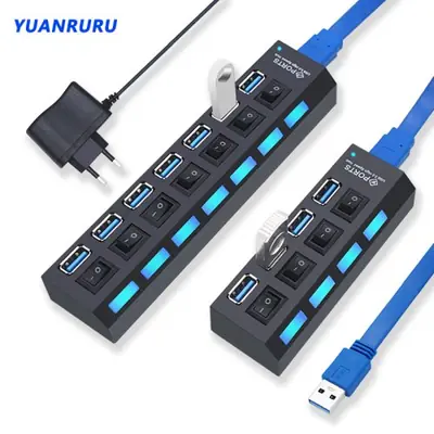 Image de Hub USB 3.0 7 Ports avec Interrupteur - Étendre Vos Connexions Facilement