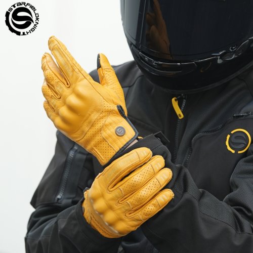 Bild von Retro Motorradhandschuhe aus Echtem Ziegenleder – Atmungsaktiv & Knuckle-Schutz
