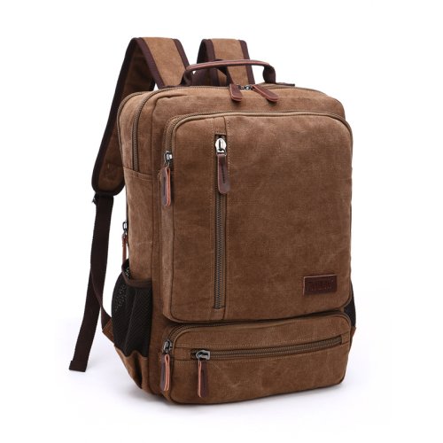 Image of Vintage Canvas Backpack for Men – Large Capacity Travel Shoulder Bag with Fashion Design, High-Quality Durable Material, Ideal for Students and Daily Use with Laptop Compartment