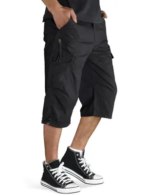 Image de Short Long Homme Coton - Pantalon Capri Cargo Multi-Poches