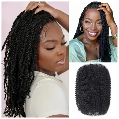 Image de Cheveux Blond Crépus Brésiliens - Extensions Naturelles & Faciles à Installer