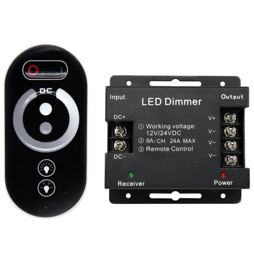 Imagen de Control Remoto Táctil para Tira LED DC 12V/24V con Regulador PWM de 18A, Atenuador de Brillo Ajustable con Mando a Distancia Deslizante
