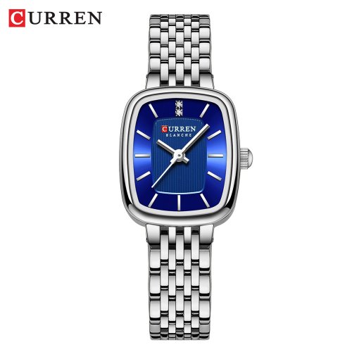 Image de Montre Femme Élégante en Acier Inoxydable - Design Rectangulaire & Étanche