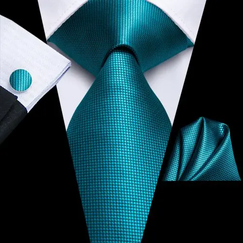 Image de Ensemble Cravate Soie Bleu Sarcelle - Élégance Homme