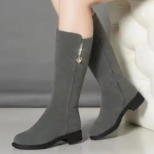 Image de Bottes de neige chaudes femme en peluche, style décontracté avec fermeture éclair