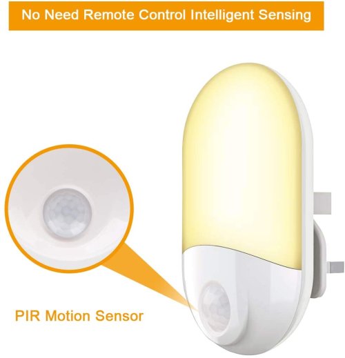 Immagine di Lampada da comodino US EU UK Plug LED PIR Sensore di movimento Luce notturna intelligente per bagno Lampada domestica Lampadina di illuminazione