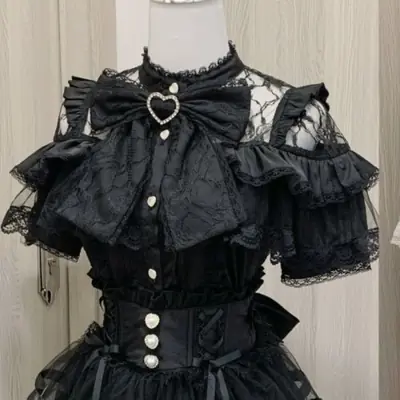 Image de Blouse Kawaii Lolita Dentelle Patchwork - Style Harajuku
