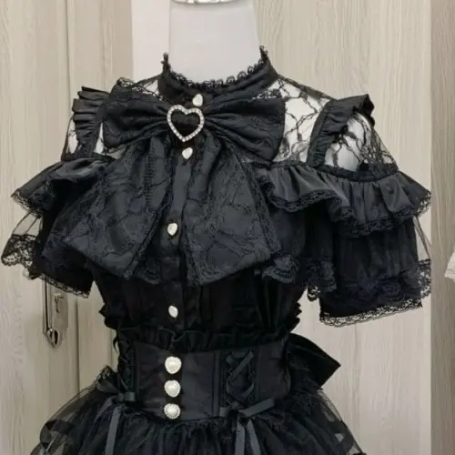 Image de Blouse Kawaii Lolita Dentelle Patchwork - Style Harajuku