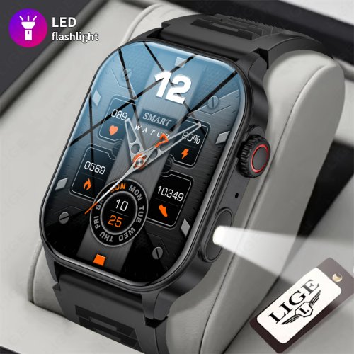 Imagen de Reloj Inteligente para Hombres y Mujeres con Pantalla HD, Linterna, Voz AI, Bluetooth, Llamadas, Monitor de Salud y Funciones Deportivas