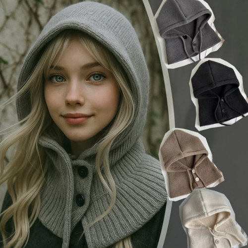 Afbeelding van Warm Gebreide Winter Sjaal met Capuchon – Multifunctionele Halswarmer en Bivakmuts voor Mannen en Vrouwen
